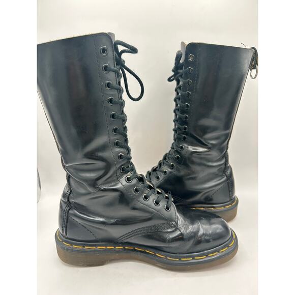 Vintage Dr Martens 1420 14 Eye black leather Combat boots England m 5 W 6 - Picture 7 of 12